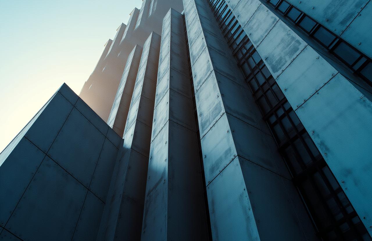 Striking architectural detail of a modern building, showcasing photographic skill.